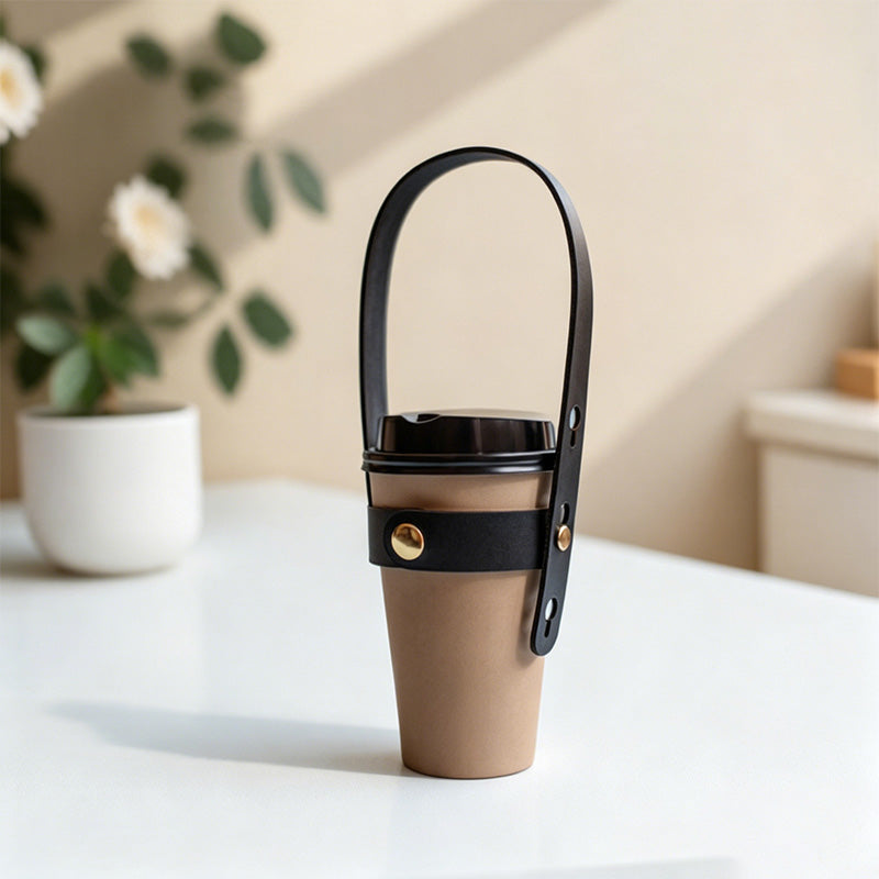 CouldNook Adjustable PU Leather Cup Holder Strap - Water Bottle Handle Replacement Accessory