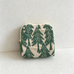 CouldNook Vintage Embroidered Cotton Linen Jewelry Pouch - Soft Travel Organizer