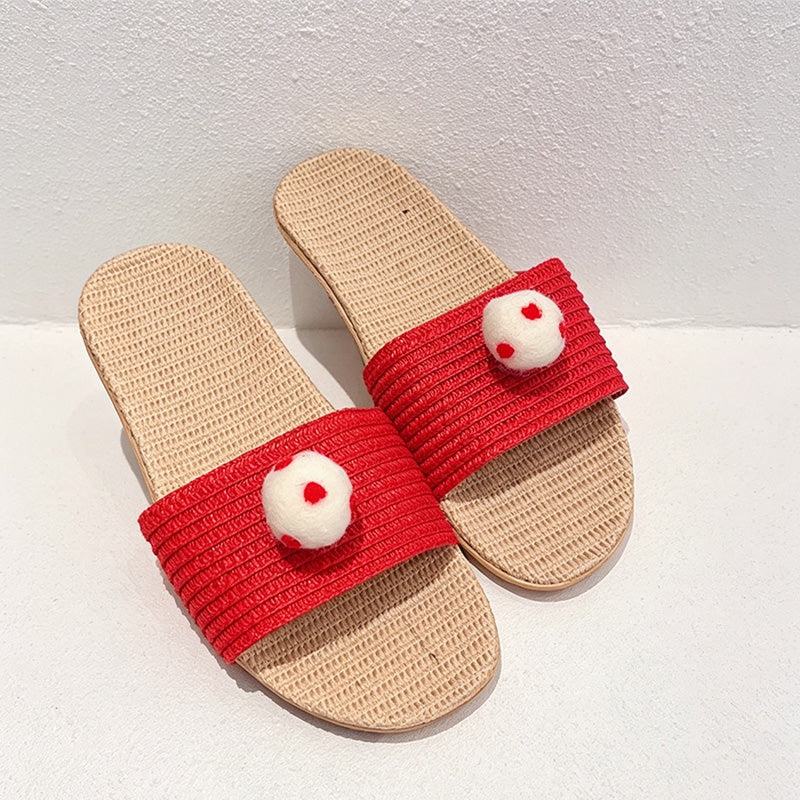 CouldNook Mushroom Applique Open Toe Slippers - Whimsical Home Accent