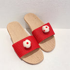 CouldNook Mushroom Applique Open Toe Slippers - Whimsical Home Accent