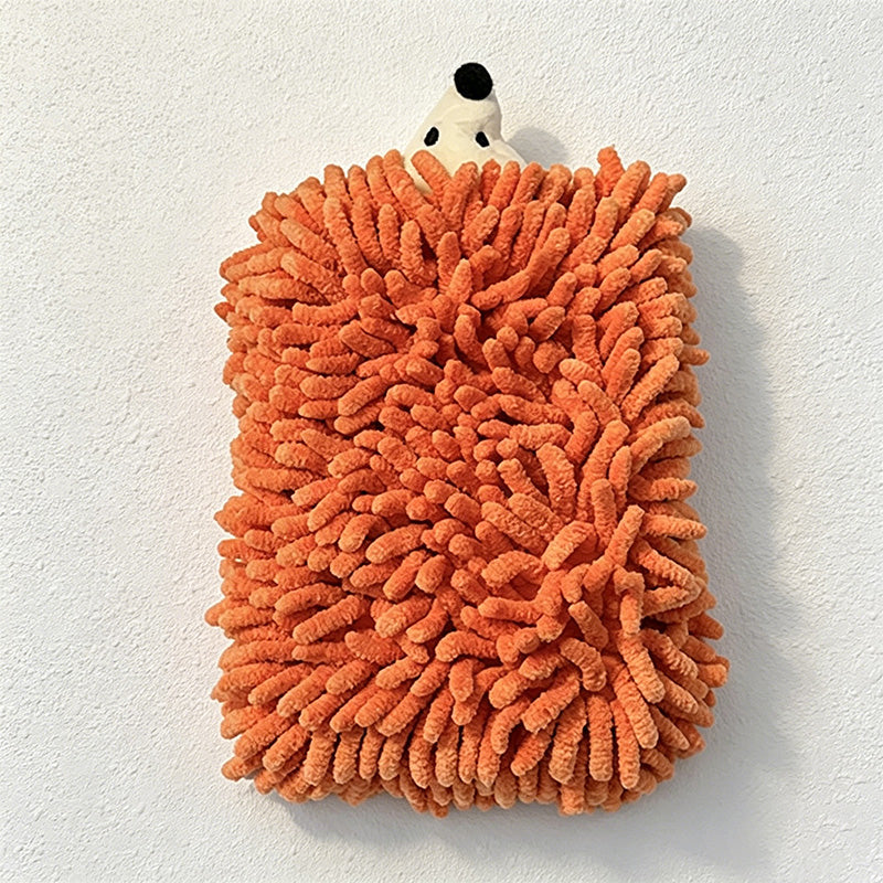 CouldNook Hedgehog Chenille Hand Towel - Quick Dry Absorbent Hanging Kitchen Towel