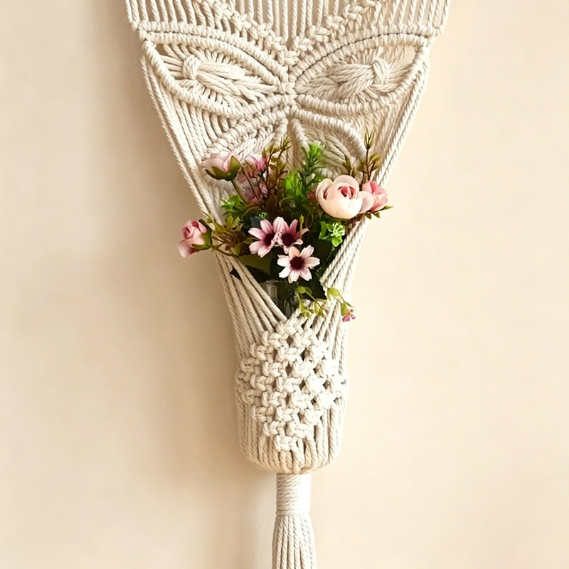 CouldNook Macrame Flower Wall Pocket - Hanging Home Decor