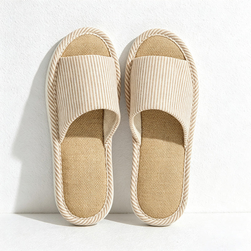 CouldNook Textured Airy Stripe Home Slippers - Practical Room Accent
