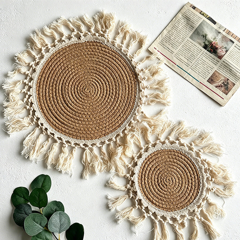 CouldNook Bohemian Tassel Mat - Aesthetic Woven Table Protector