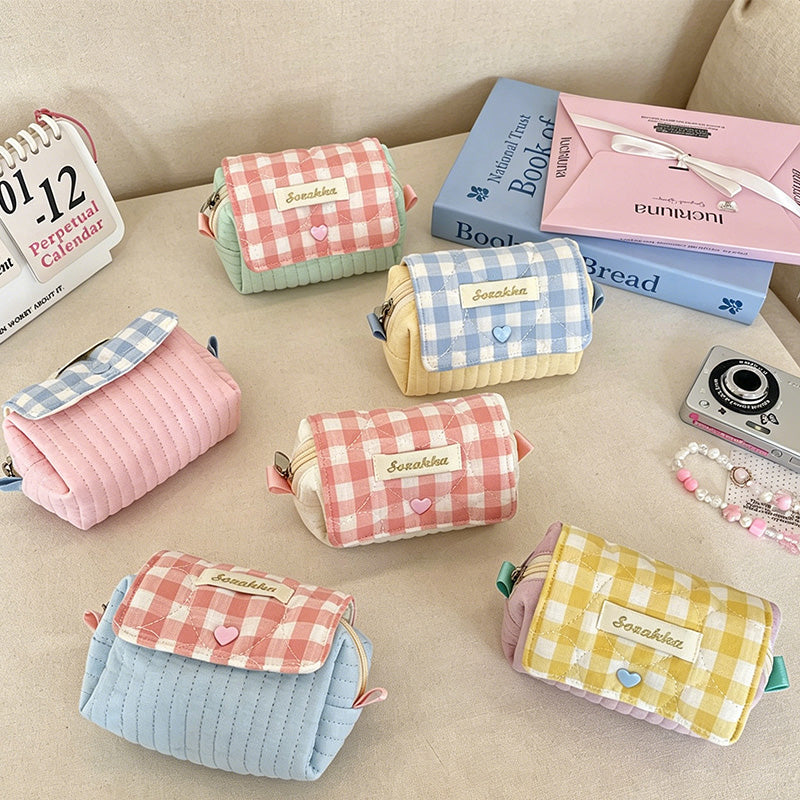 CouldNook Gingham Quilted Mini Zip Pouch - Desk Accent