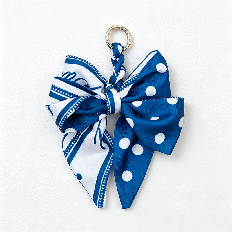 CouldNook 5.51'' Blue Series Pattern Bow Bag Charm - Handle Accent