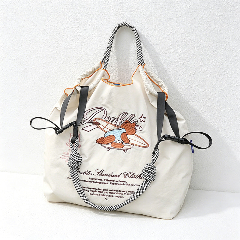 CouldNook Skateboard Surf Bear Embroidery Shopping Bag - Everyday Market Accent