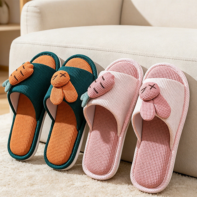 CouldNook Bunny Pattern Open Toe Slippers - Playful Kitchen Accent