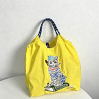 CouldNook Hat Wearing Tabby Cat Embroidery Shopping Bag - Everyday Market Accent