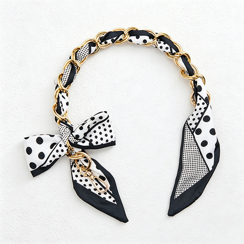CouldNook 16.54'' Black Series Pattern Bow Chain Bag Strap - Everyday Accent