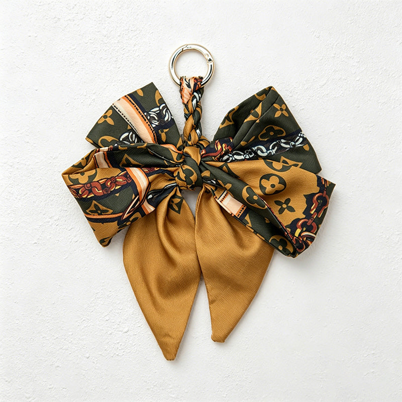 CouldNook 5.51''  Khaki Series Pattern Bow Bag Charm - Handle Accent