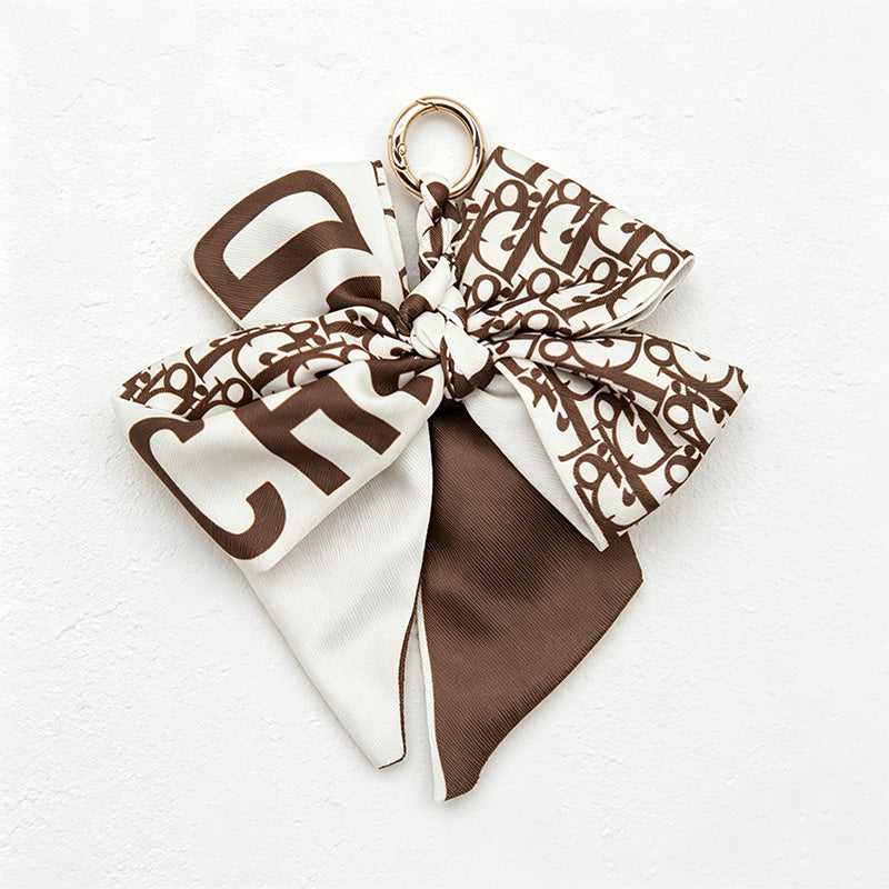 CouldNook 5.51''  Khaki Series Pattern Bow Bag Charm - Handle Accent
