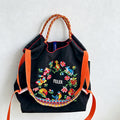 CouldNook Pixel Floral Wreath Animal Embroidery Shopping Bag - Everyday Market Accent