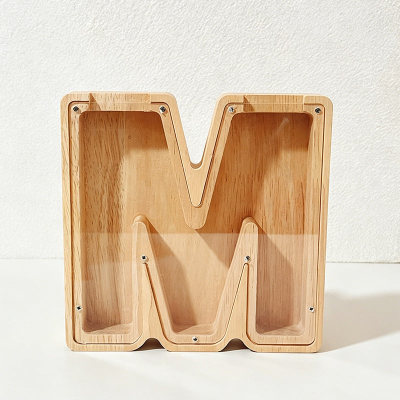 CouldNook 26-letter Wooden Money Box - Desktop Savings Ornament