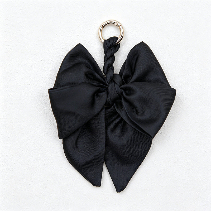 CouldNook 5.51''  Black Series Pattern Bow Bag Charm - Handle Accent