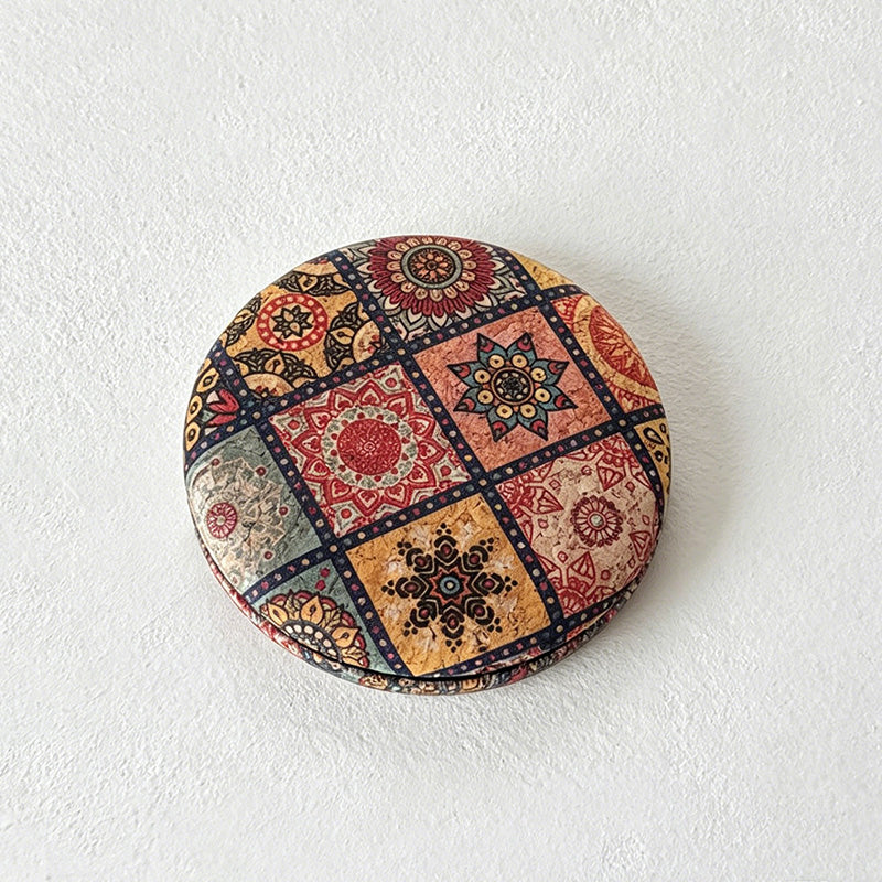 CouldNook Retro Cork Floral Round Double-Sided Pocket Mirror