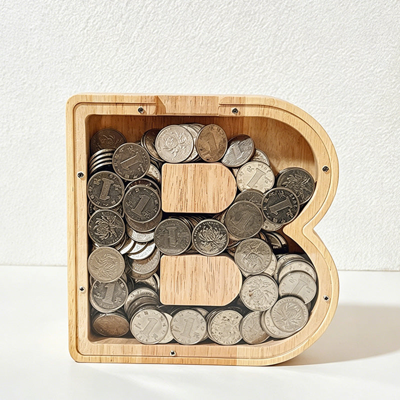 CouldNook 26-letter Wooden Money Box - Desktop Savings Ornament