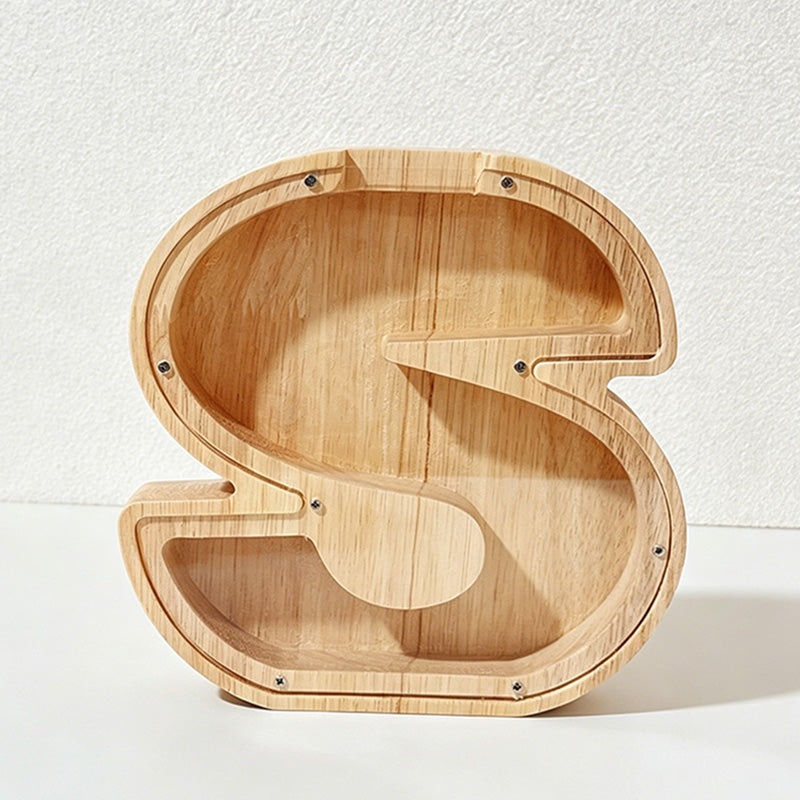 CouldNook 26-letter Wooden Money Box - Desktop Savings Ornament