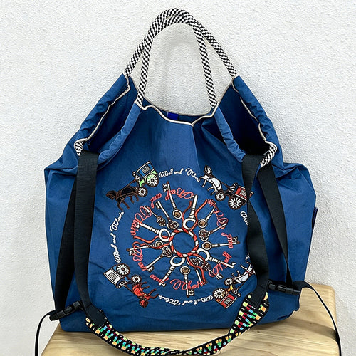 CouldNook Carriage & Key Embroidery Shopping Bag - Everyday Market Accent