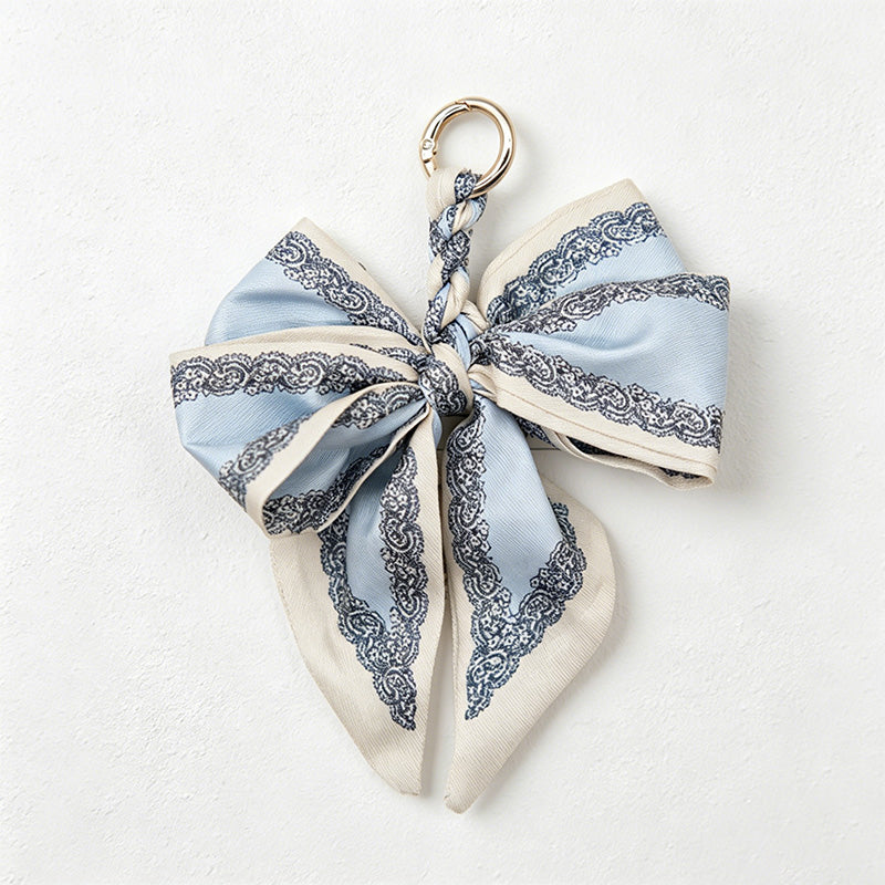 CouldNook 5.51'' Blue Series Pattern Bow Bag Charm - Handle Accent