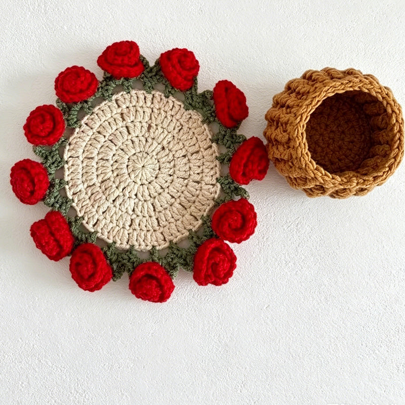 CouldNook Hand Crochet Bellflower Coaster - Floral Heat Resistant Table Decor