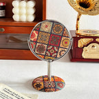 CouldNook Retro Cork Floral Round Standing Table Mirror