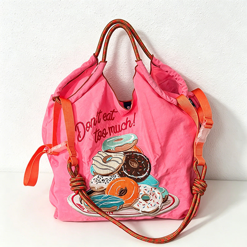 CouldNook Donut Embroidery Shopping Bag - Everyday Market Accent