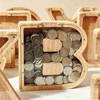 CouldNook 26-letter Wooden Money Box - Desktop Savings Ornament