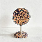 CouldNook Retro Cork Floral Round Standing Table Mirror