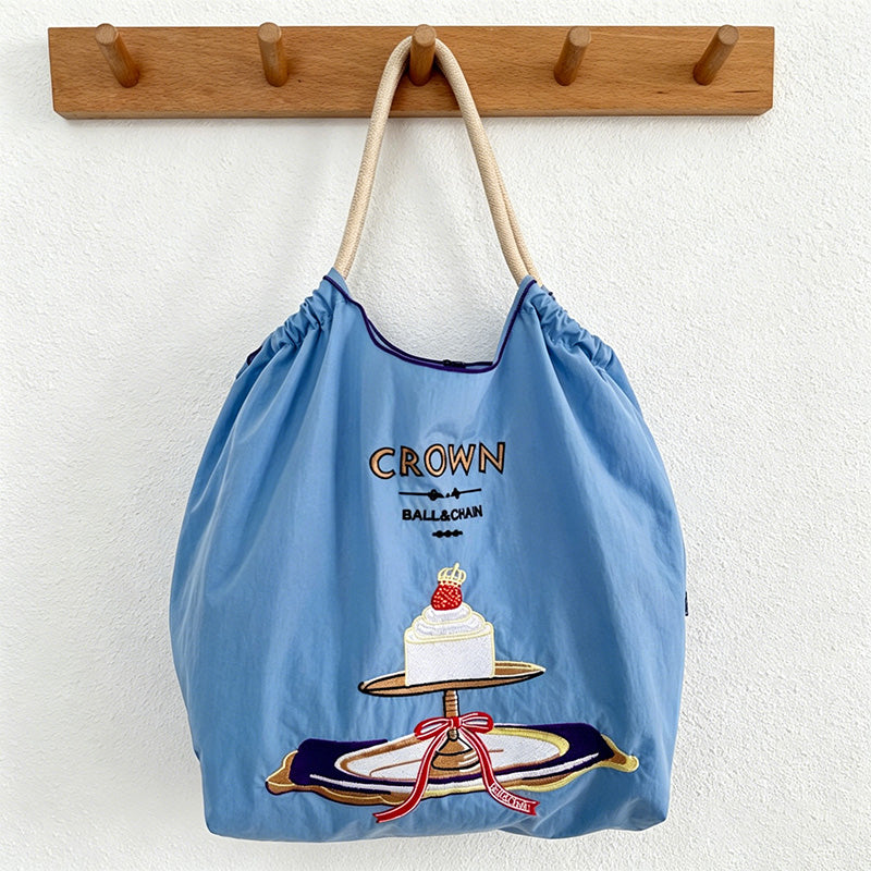 CouldNook Crown Cake Embroidery Shopping Bag - Everyday Market Accent