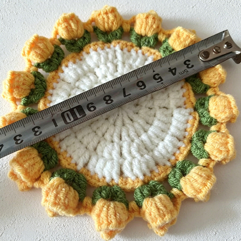 CouldNook Hand Crochet Bellflower Coaster - Floral Heat Resistant Table Decor