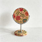 CouldNook Retro Cork Floral Round Standing Table Mirror