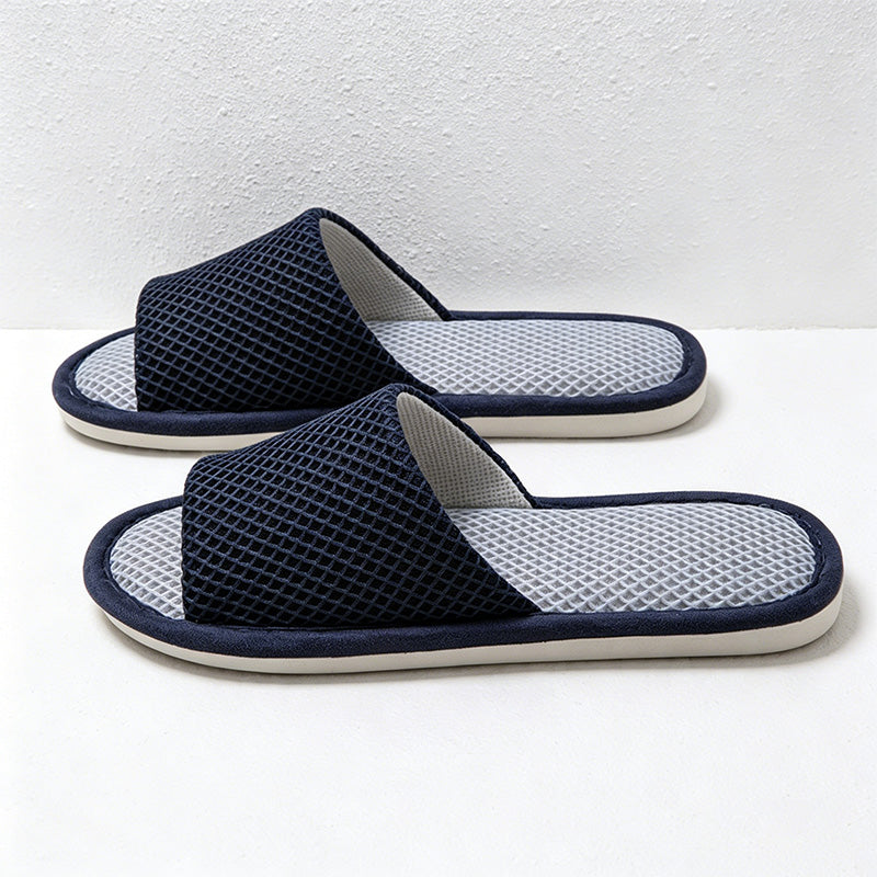 CouldNook Grid Band Open Toe Slippers - Everyday Home Comfort Accent