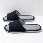 CouldNook Grid Band Open Toe Slippers - Everyday Home Comfort Accent
