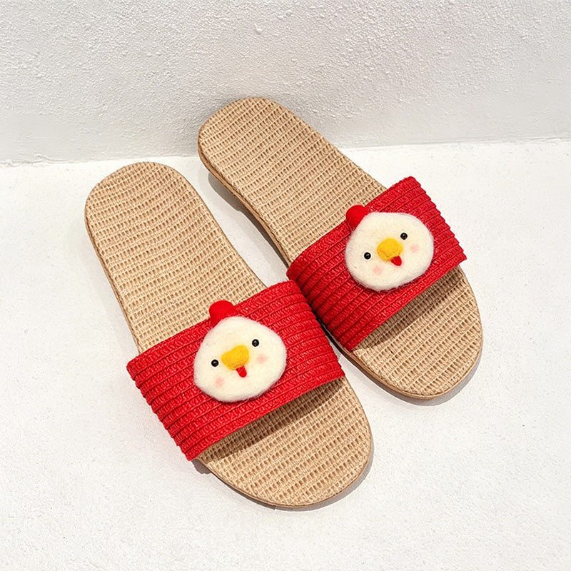 CouldNook Mushroom Applique Open Toe Slippers - Whimsical Home Accent