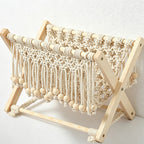 CouldNook Macrame Floor Storage Basket - Wood Bead Organizer