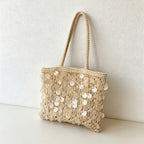 CouldNook Woven Hollow-Out Tote Bag - Large Capacity Knitted Shoulder Bag