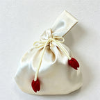 CouldNook Tulip Satin Wrist Bag - Aesthetic Floral Gift Pouch