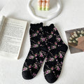 CouldNook Bubble Cuff Rose Floral Mid-Calf Socks - Stackable Socks