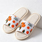 CouldNook Linen-Look Printed Open Toe Slippers - Fresh Home Accent
