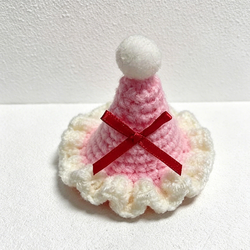 CouldNook Mini Hand Crochet Santa Hat - Pet & Doll Festive Accessory