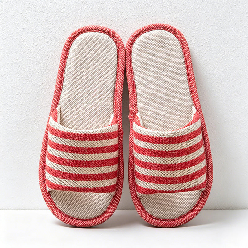 CouldNook Contrast Trim Stripe House Slippers - Warm Indoor Display Accent