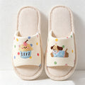CouldNook Linen-Look Animal Pattern Open Toe Slippers - Everyday Indoor Accent