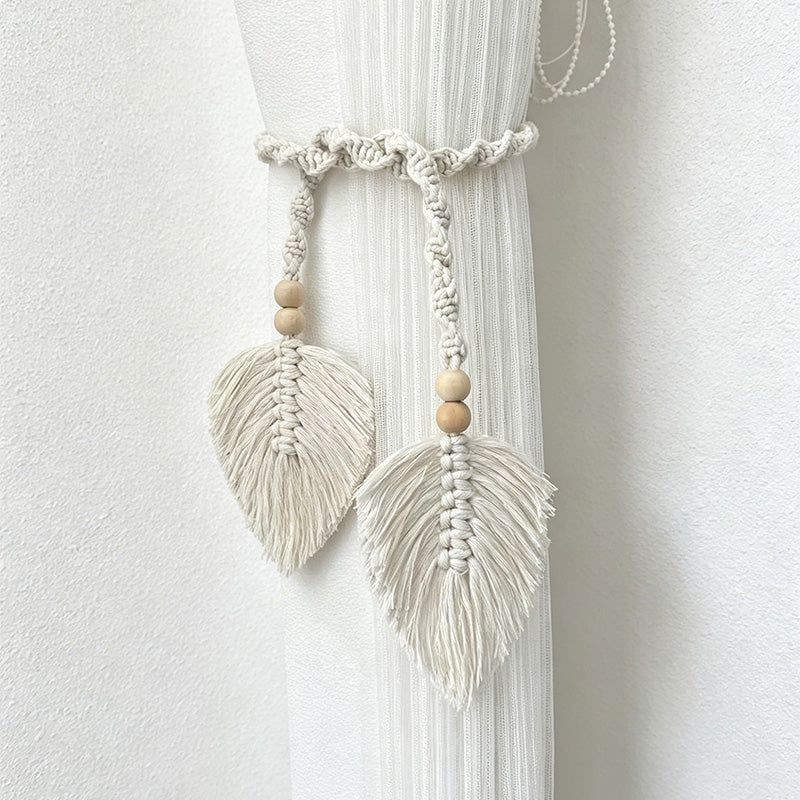 CouldNook Leaf Macrame Curtain Tieback - Soft Window Accent