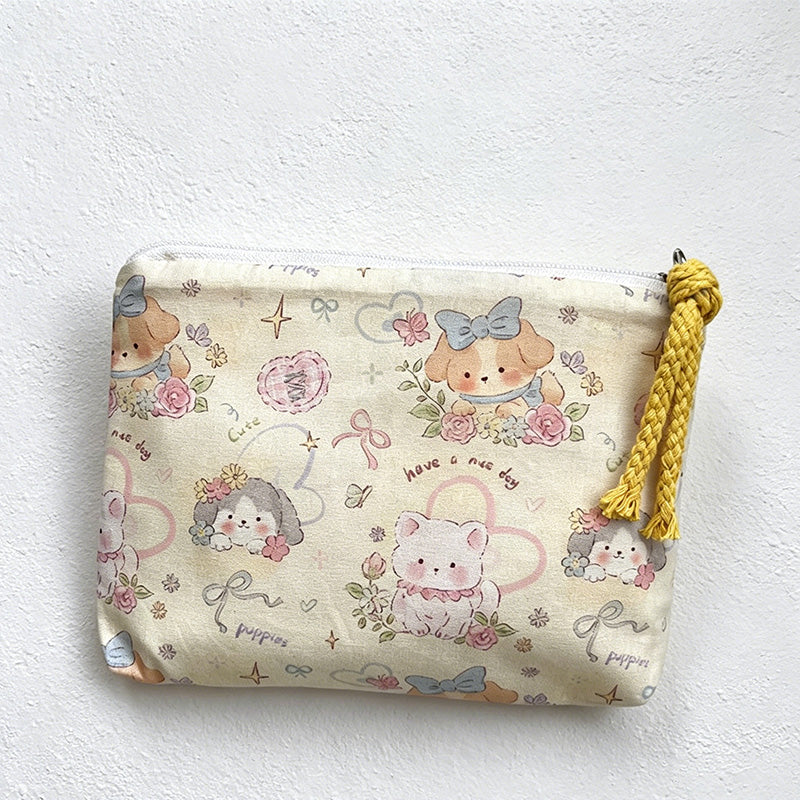 CouldNook Canvas Cosmetic Pouch Mini Zipper Makeup Coin Storage Bag - Small Storage Accent