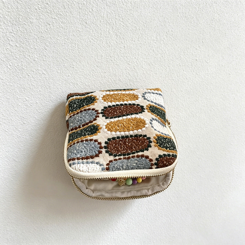 CouldNook Vintage Embroidered Cotton Linen Jewelry Pouch - Soft Travel Organizer