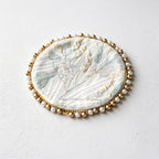 CouldNook Vintage Oriental Brocade Coaster - Luxury Pearl-Edged Teacup Mat