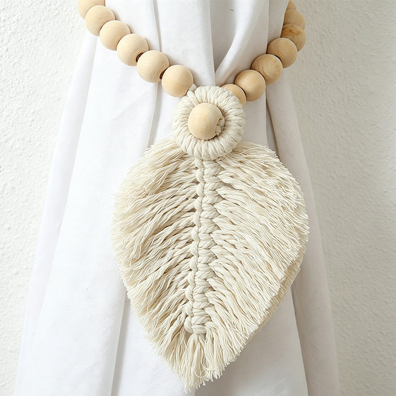 CouldNook Wood Bead Curtain Tieback - Tassel Drapery Holder