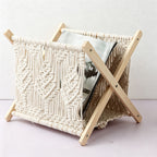 CouldNook Folding Macrame Magazine Rack - Textured Storage Stand