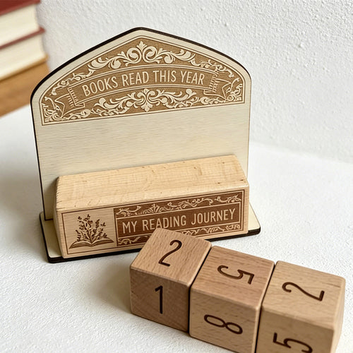 CouldNook Beech Wood Reading Counter - Digit Tracker Desk Ornament